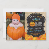 Halloween Pumpkin Boy 1st Birthday Blue Burlap Kaart (Voorkant)