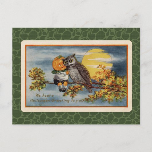  Halloween Pumpkin Boy en Owl Briefkaart (Voorkant)