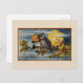 Halloween Pumpkin Boy Owl Tree Branch Moon  Briefkaart (Voorkant / Achterkant)