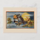 Halloween Pumpkin Boy Owl Tree Branch Moon  Briefkaart (Voorkant)