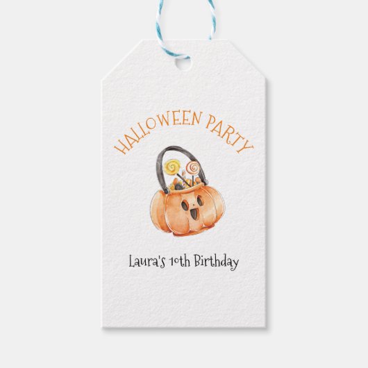 Halloween Pumpkin Bucket Cadeaulabel (Voorkant)