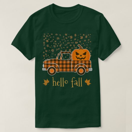 Halloween Pumpkin Buffalo Pset Truck Hallo Tree F T-shirt (Design voorkant)
