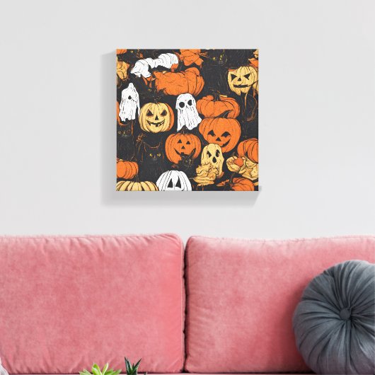 Halloween Pumpkin Canvas Afdruk (Insitu (Woonkamer))