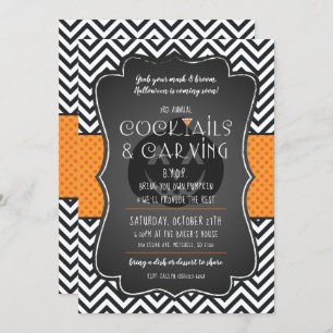 Halloween Pumpkin Carving and Cocktails Invitation Kaart