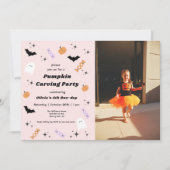 Halloween Pumpkin Carving Birthday Invitation Kaart (Voorkant)