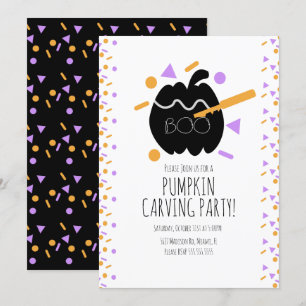 Halloween Pumpkin Carving Black Pumpkin Confetti Kaart