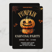 Halloween Pumpkin Carving Invitation Kaart (Voorkant / Achterkant)
