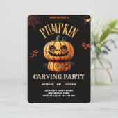 Halloween Pumpkin Carving Invitation Kaart (Staand voorkant)