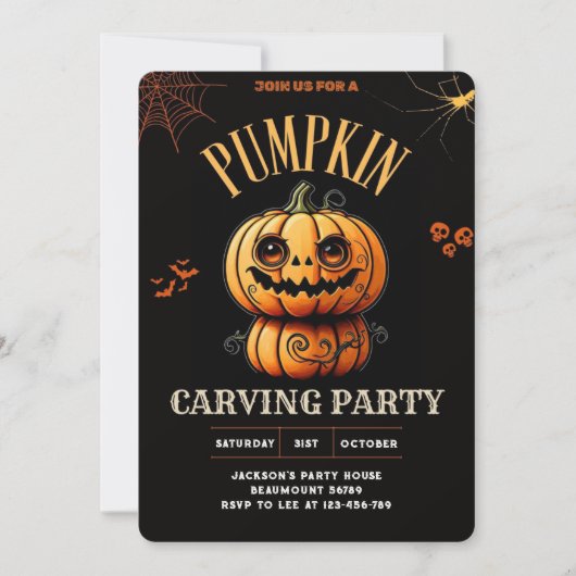 Halloween Pumpkin Carving Invitation Kaart (Voorkant)