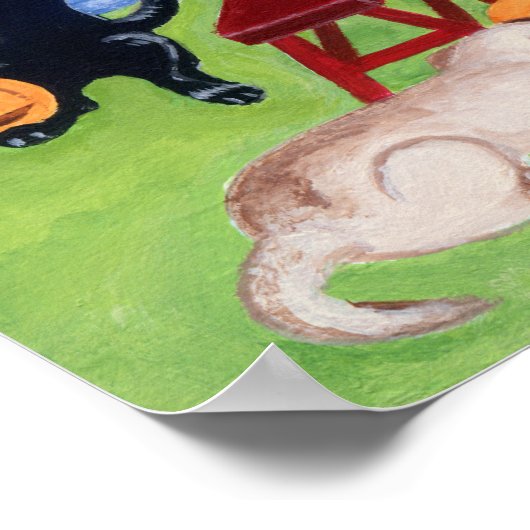 Halloween Pumpkin Carving Labradors Artwork Poster (Hoek)