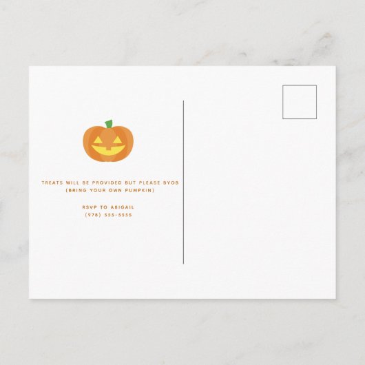 Halloween Pumpkin Carving Party Briefkaart Uitnodi (Achterkant)