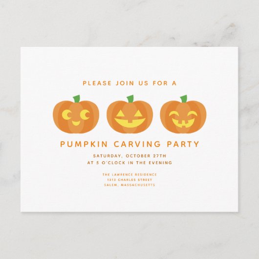 Halloween Pumpkin Carving Party Briefkaart Uitnodi (Voorkant)