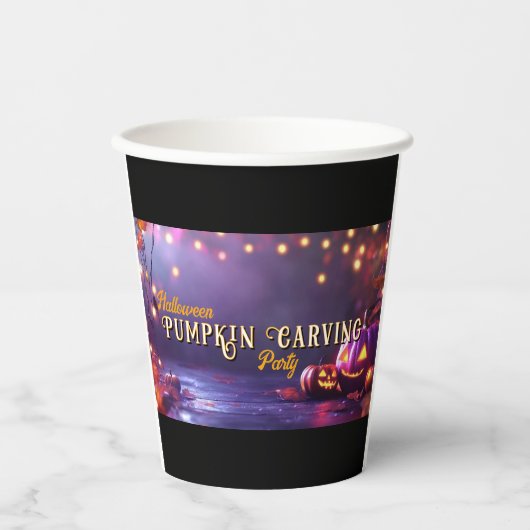 Halloween Pumpkin Carving Party Cup Papieren Bekers (Voorkant)