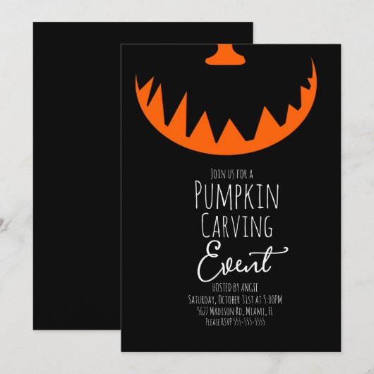 Halloween Pumpkin Carving Party Event Spooky Kaart (Voorkant / Achterkant)