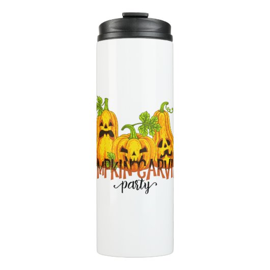 Halloween Pumpkin carving Party Fall Funny Thermosbeker (Voorkant)