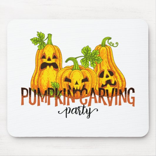 Halloween Pumpkin carving Party Herfst Funny Muismat (Voorkant)