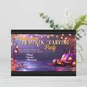 Halloween Pumpkin Carving Party Invitation Kaart (Staand voorkant)