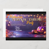 Halloween Pumpkin Carving Party Invitation Kaart (Voorkant / Achterkant)