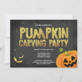 Halloween Pumpkin Carving Party Invitation Kaart (Voorkant)