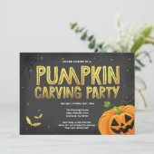 Halloween Pumpkin Carving Party Invitation Kaart (Staand voorkant)