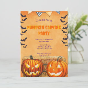 Halloween Pumpkin Carving Party Invitation Kaart