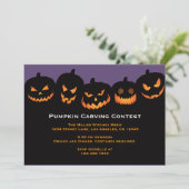 Halloween Pumpkin Carving Party Invitation Kaart (Staand voorkant)