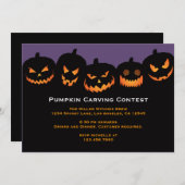 Halloween Pumpkin Carving Party Invitation Kaart (Voorkant / Achterkant)
