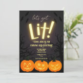 Halloween Pumpkin Carving Party Invitation Kaart (Staand voorkant)