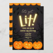 Halloween Pumpkin Carving Party Invitation Kaart (Voorkant / Achterkant)