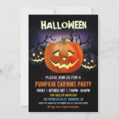 Halloween Pumpkin Carving Party Invitation Kaart (Voorkant)