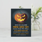 Halloween Pumpkin Carving Party Invitation Kaart (Staand voorkant)