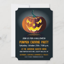 Halloween Pumpkin Carving Party Invitation Kaart