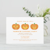 Halloween Pumpkin Carving Party Invitation Kaart (Staand voorkant)