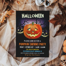 Halloween Pumpkin Carving Party Invitation Kaart