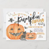 Halloween Pumpkin Carving Party Invitation Kaart (Voorkant)
