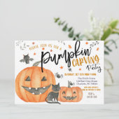 Halloween Pumpkin Carving Party Invitation Kaart (Staand voorkant)