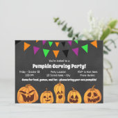 Halloween Pumpkin Carving Party Invitation Kaart (Staand voorkant)