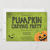 Halloween Pumpkin Carving Party Invitation Kaart (Voorkant)