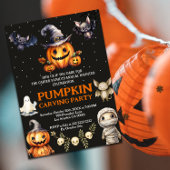 Halloween Pumpkin Carving Party Invite Kaart