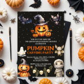 Halloween Pumpkin Carving Party Invite Kaart
