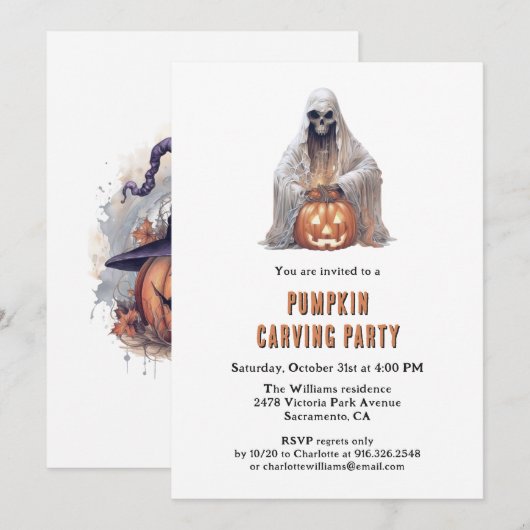 Halloween Pumpkin Carving Party Kaart (Voorkant / Achterkant)