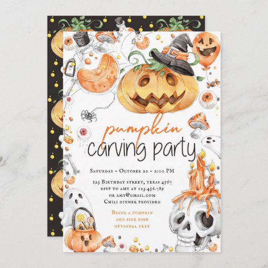 Halloween Pumpkin Carving Party Kaart (Voorkant / Achterkant)