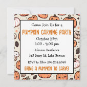 Halloween Pumpkin Carving Party Kaart (Achterkant)