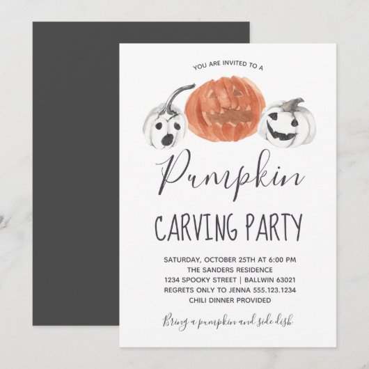 Halloween Pumpkin Carving Party Kaart (Voorkant / Achterkant)