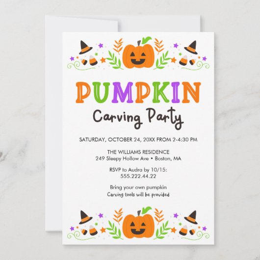 Halloween Pumpkin Carving Party Kaart (Voorkant)
