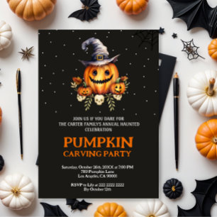 Halloween Pumpkin Carving Party Uitnodigen Kaart