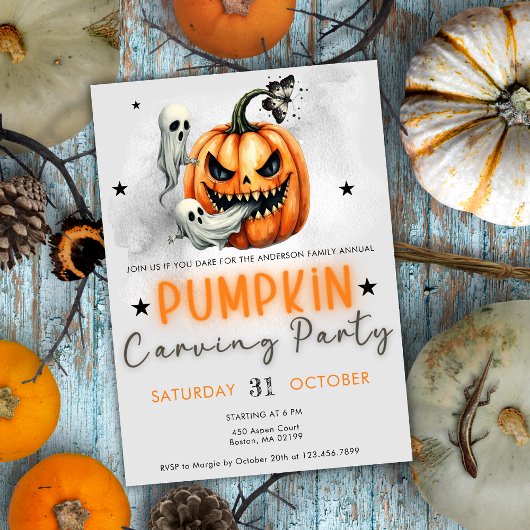 Halloween Pumpkin Carving Party voor volwassenen Kaart