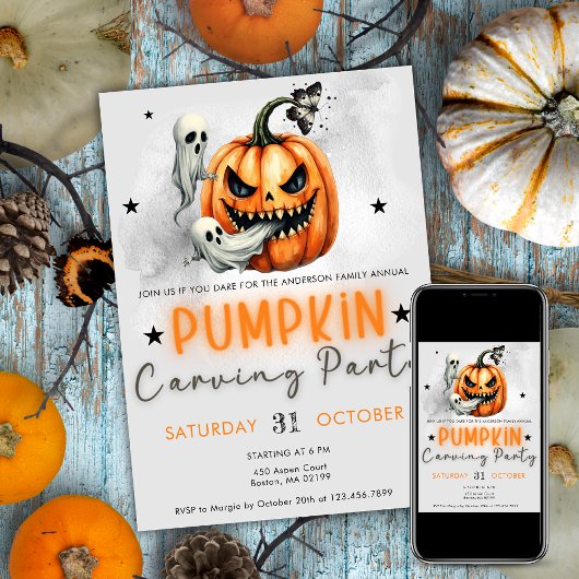 Halloween Pumpkin Carving Party voor volwassenen Kaart
