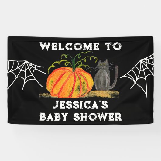 Halloween Pumpkin Cat Baby shower Spandoek (Horizontaal)
