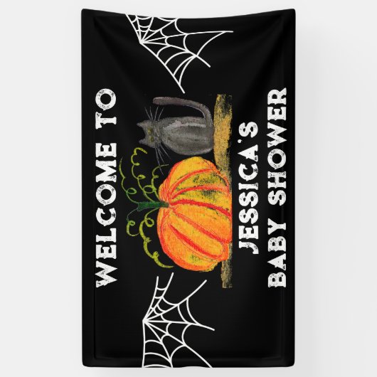 Halloween Pumpkin Cat Baby shower Spandoek (Verticaal)